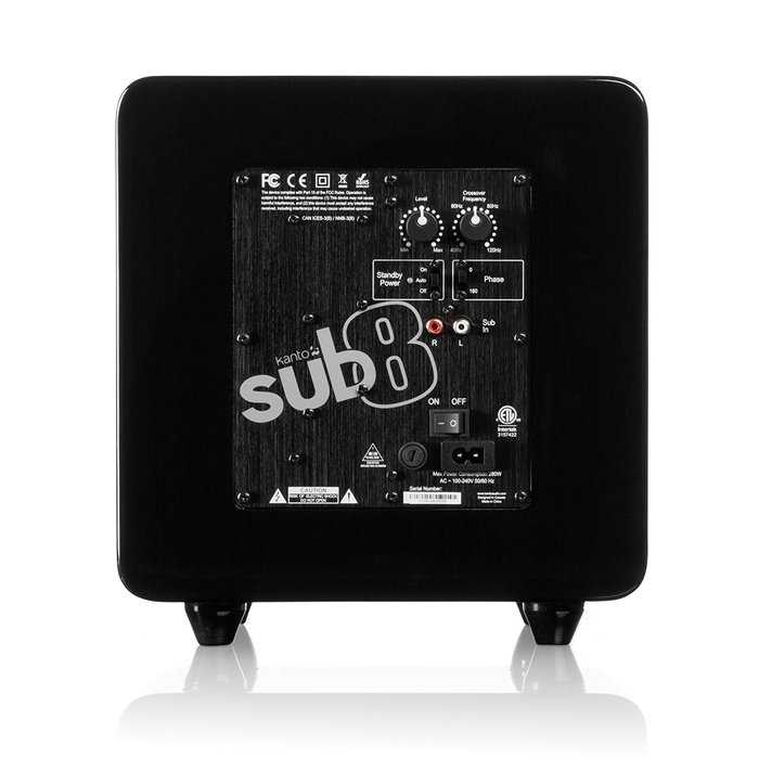 Kanto sub8 Powered Subwoofer &ndash; 8&rdquo; Paper Cone Driver &mdash; Powerful Bass Extension &ndash; Gloss Black N6