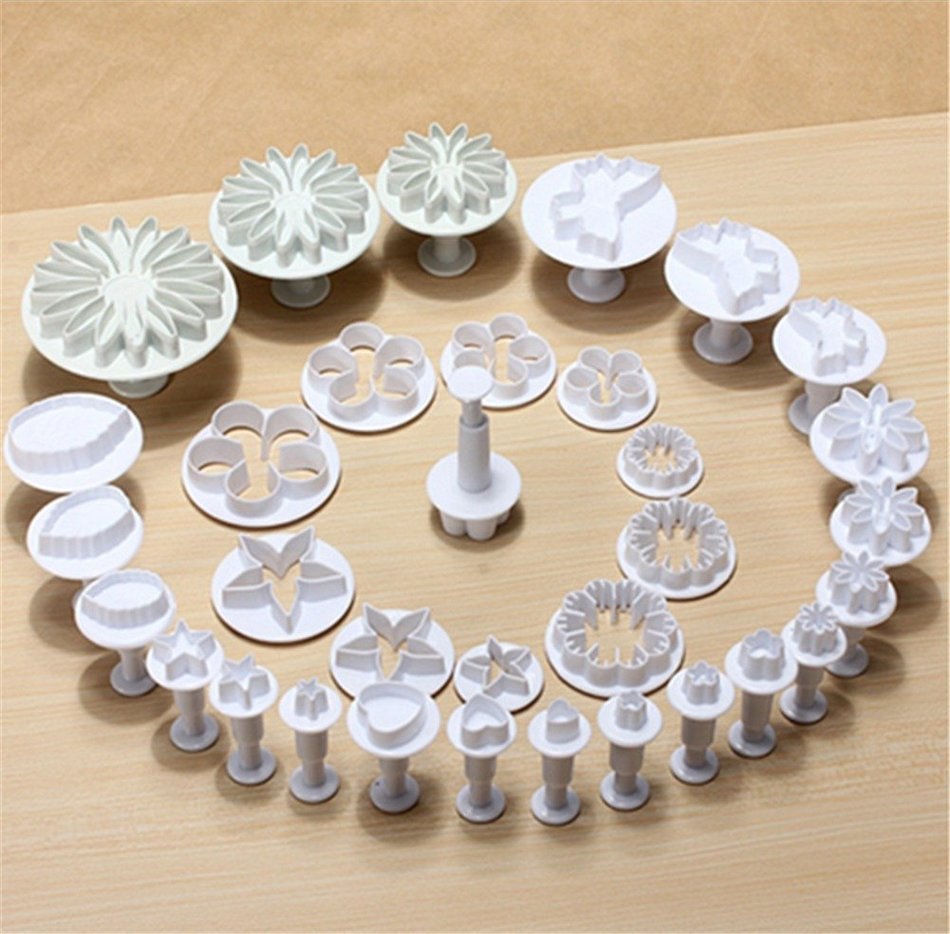 SNW Combinations of Fondant Cake Tool Set, Spring Embossing Dies + Cutter, Set Of 10