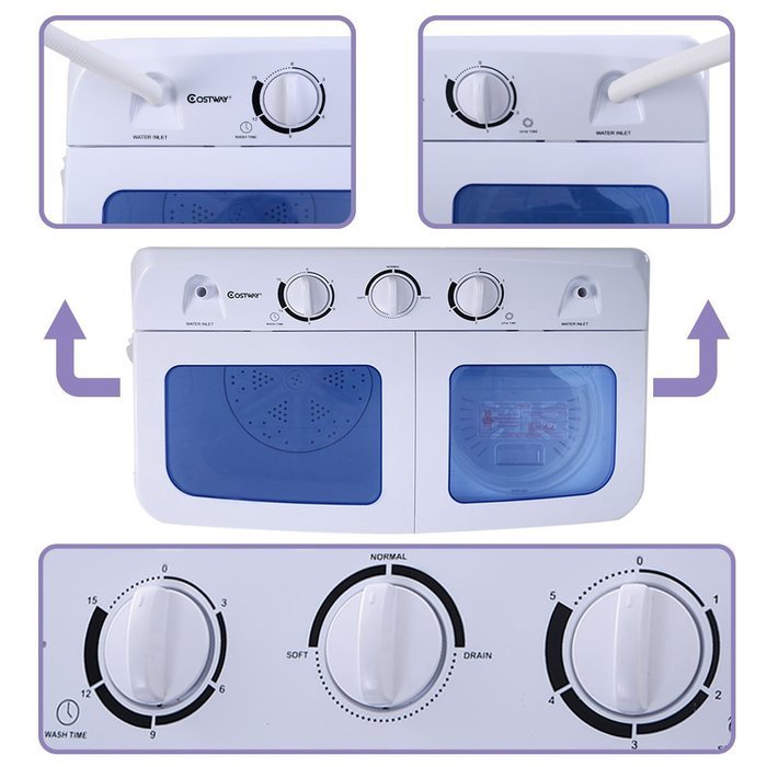 Giantex Portable Mini Compact Twin Tub 11lb Washing Machine Washer Spin Dryer N6
