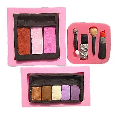 Sher 3pcs/Set Fashion Blush Lipstick Eyeshadow Makeup Fondant Cake Molds Chocolate Mould For The Kitchen Baking...