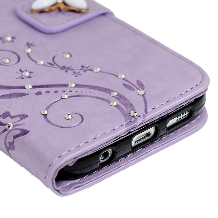 S7 Case,Samsung Galaxy S7 Case - Mavis's Diary 3D Handmade Wallet Bling Crystal Diamonds Butterfly Embossed Flowers... N40