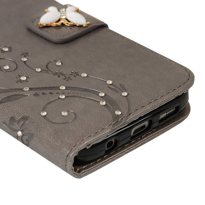S7 Case,Samsung Galaxy S7 Case - Mavis's Diary 3D Handmade Wallet Bling Crystal Diamonds Butterfly Embossed Flowers... N42