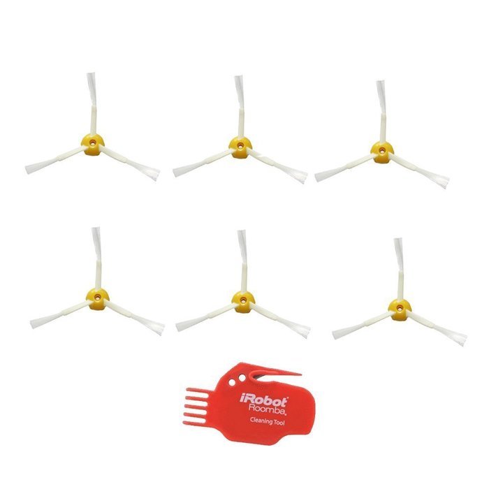LOOYUAN 6-Pack Replacement for iRobot Roomba 800 Series 880 870 3-Armed Side Brushes + Cleaning Tool