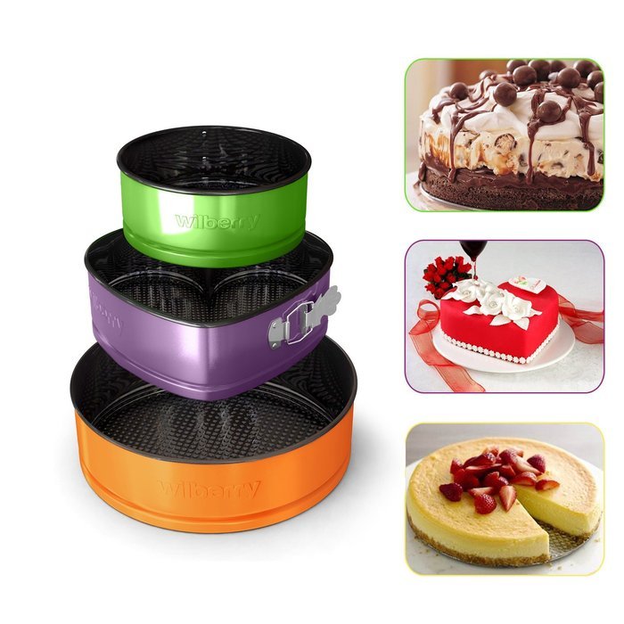 Springform Pans Set of 3 | Two Round & One Heart-Shaped Cheesecake Pans | Leak Resistant & Top Rack Dishwasher... N2
