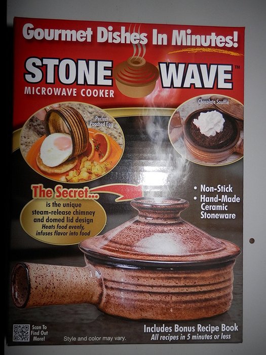 4-Stone Wave (Microwave Cooker) Gourmet Dishes in Minutes. Non-Stick, Hand-made Ceramic Stonneware. N2
