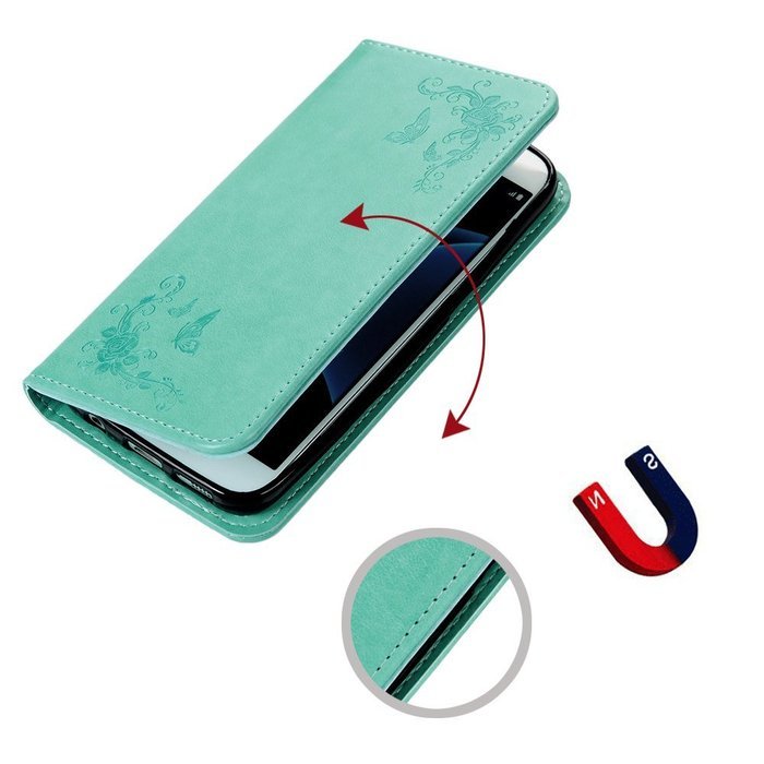 S7 Case,Samsung Galaxy S7 Case - Wallet Embossed Flowers Smart Magnetic Close High Quality Premuim PU Leather... N8