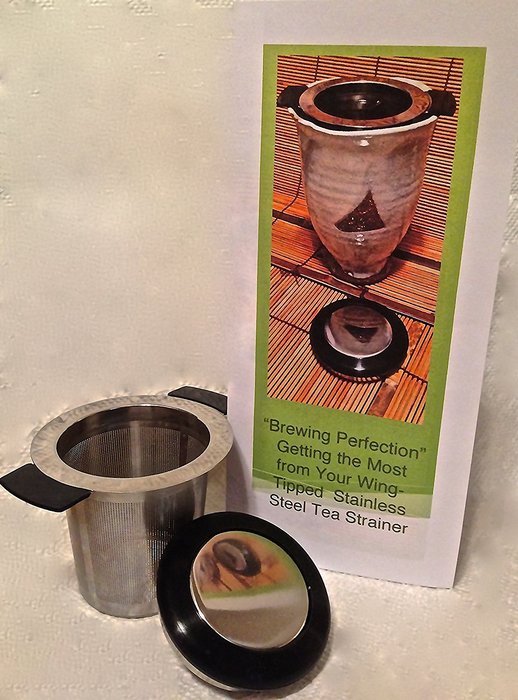 Wing-Tipped Stainless Steel Tea Strainer with Cover N5