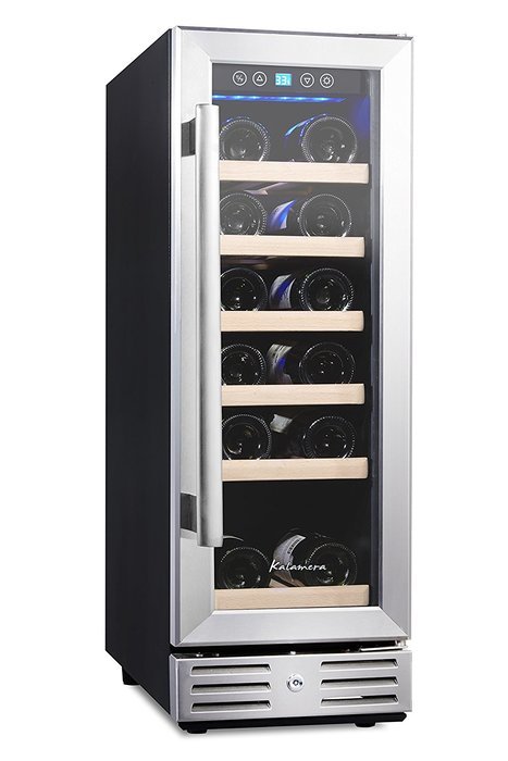Kalamera 12'' Wine refrigerator 18 Bottle Built-in or Freestanding with Stainless Steel & Double-Layer Tempered... N2