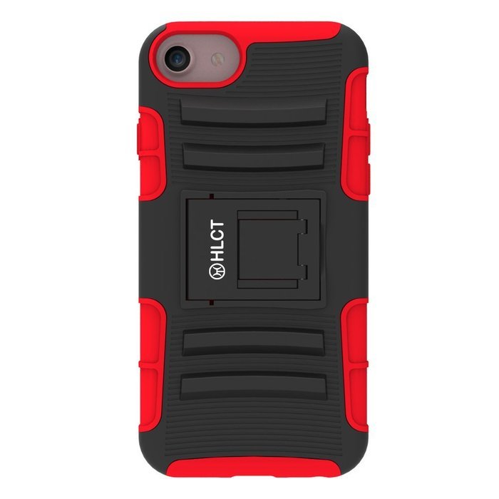 iPhone 7 Case, HLCT Rugged Shock Proof Dual-Layer Case with Built-In Kickstand for iPhone 7 4.7 Inch (Red) N24