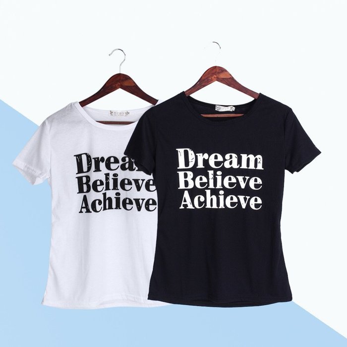 Obula(TM) Women Summer t shirt top casual short-sleeve letter printed top slim o-neck harajuku cotton women black... N2