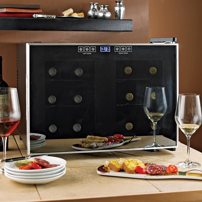 Wine Enthusiast Silent 12 Bottle 2-Temp Touchscreen Wine Refrigerator N2