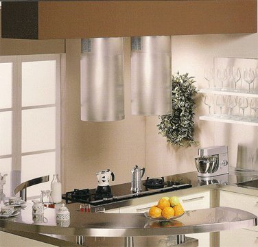 NT AIR KA-123-CS-W Island Range Hood Stainless Steel Round Chimney. Made in Italy. N4
