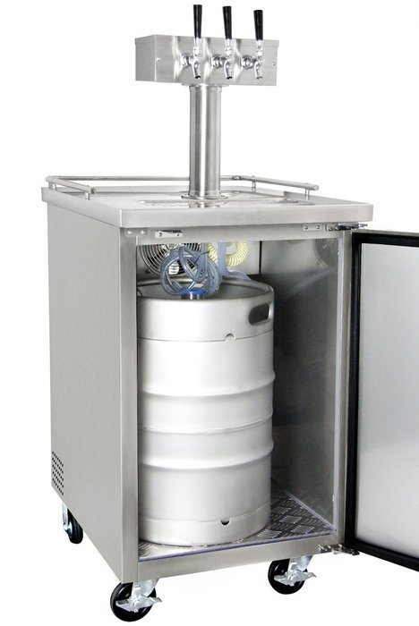 Kegco Three Faucet Commercial Direct Draw Beer Dispenser Black Kegerator Keg Cooler XCK-1B-3 N8
