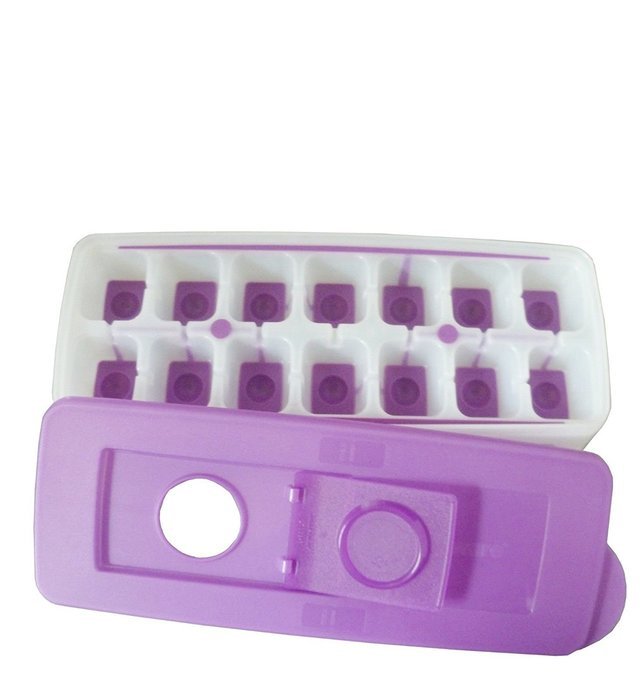 2 X Tupperware Pure & Fresh Unique Covered Cool Cubes Ice Tray in Purple With Opening Lid Contain 14 Cubes - HerbalStore... N4