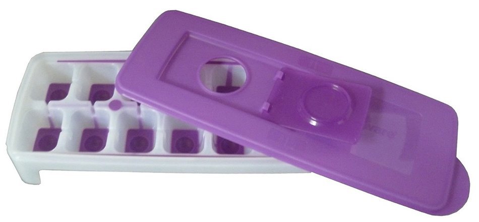 2 X Tupperware Pure & Fresh Unique Covered Cool Cubes Ice Tray in Purple With Opening Lid Contain 14 Cubes - HerbalStore... N5