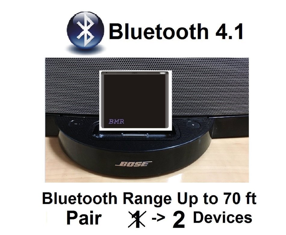 BMR A2DP Bluetooth Adapter Bluetooth Music Receiver Adapter for Bose Apple 30 Pin SoundDock Speaker- Bluetooth... N3