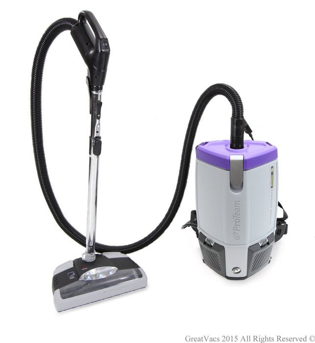 Loaded ProTeam Super Coach Pro 6 QT Commercial Backpack Vacuum Cleaner With Power head