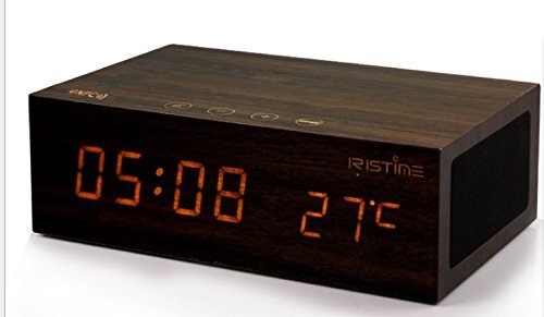 IRISTIME Wireless Bluetooth Stereo Speaker Clock System with Alarm Functions LED Display, 2 USB Dock Charging...