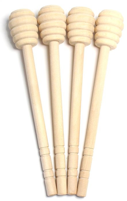 6" Wood Honey Dipper Drizzle, Stir Stick Dispenser (4)