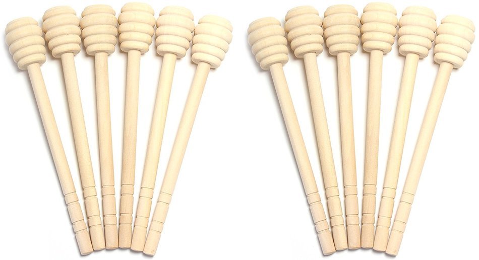 6" Wood Honey Dipper Drizzle, Stir Stick Dispenser (4) N2