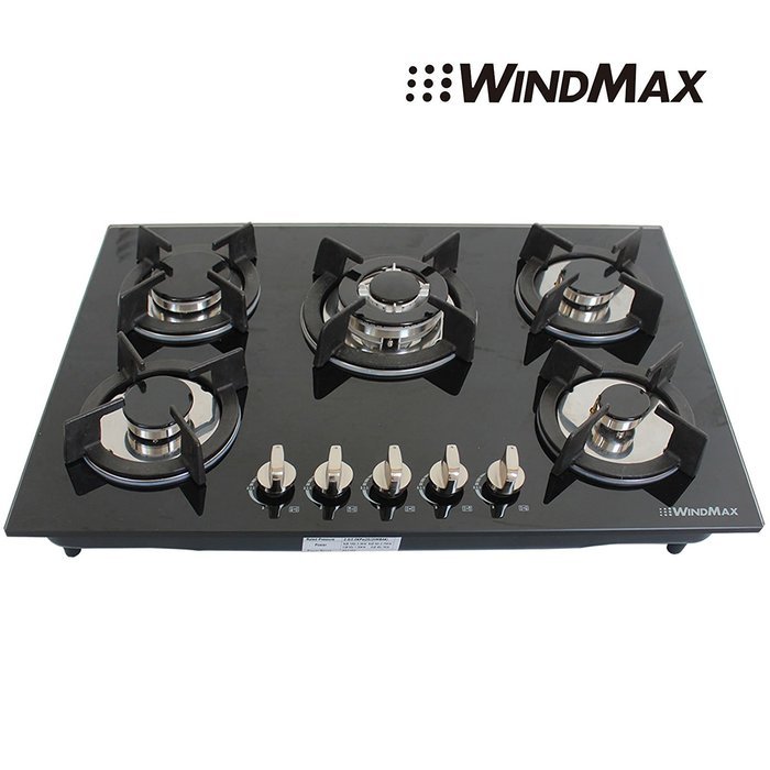 30" Brand New Fashion Black Tempered Glass Built-in Kitchen 5 Burner Gas CookTop