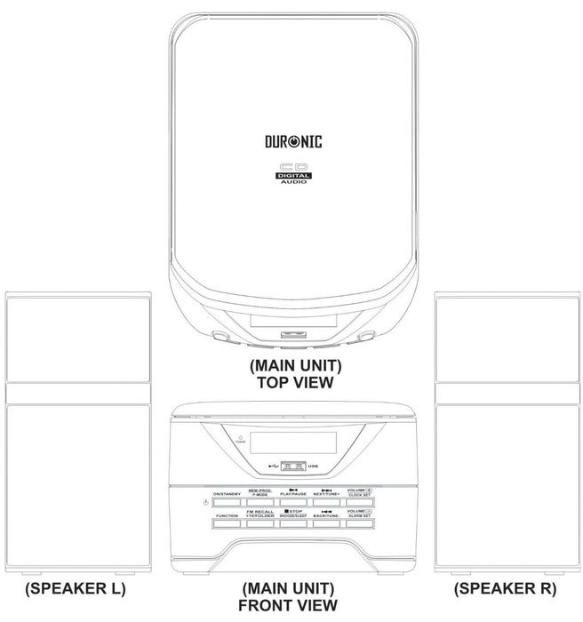 Duronic RCD017 Micro Hi-Fi Audio System with CD/MP3 CD/USB/FM Radio/AUX - Connect and play from your MP3/iPhone... N4