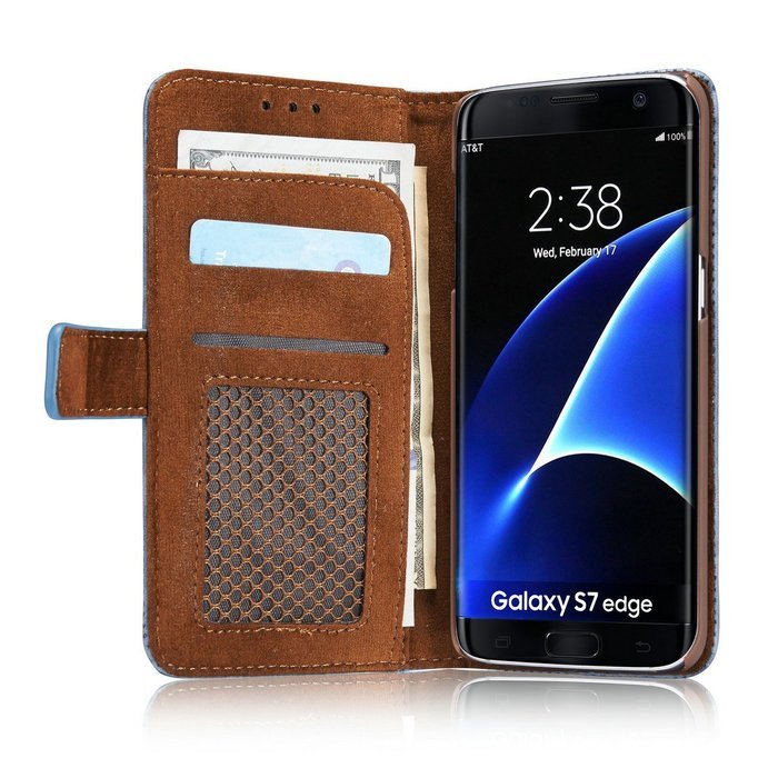 TYoung Magnetic Wallet Case Cover for Samdung Galaxy S7 Edge,Retro Style Multi-function Breathable Artificial... N3