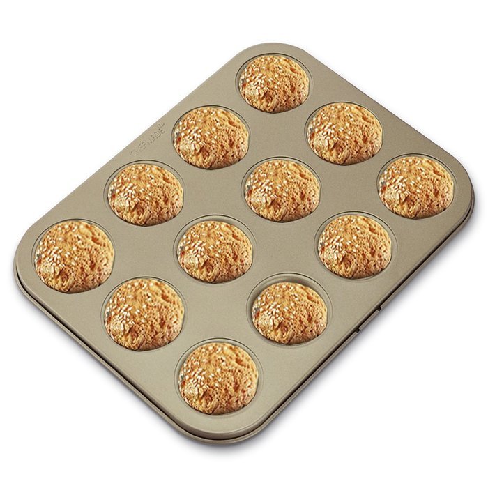 Jhua 12Cup Muffin Pan Carbon Steel Nonstick Bakeware Cupcake Tray Mini Cake Maker Baking Pie Pan for DIY Cookie...