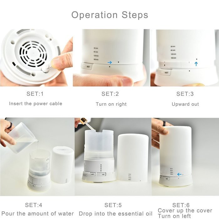 RioRand 100ml Aromatherapy Essential Oil Purifier Diffuser Air Humidifier with 4 Timer Settings & 6 Colors Changing... N3