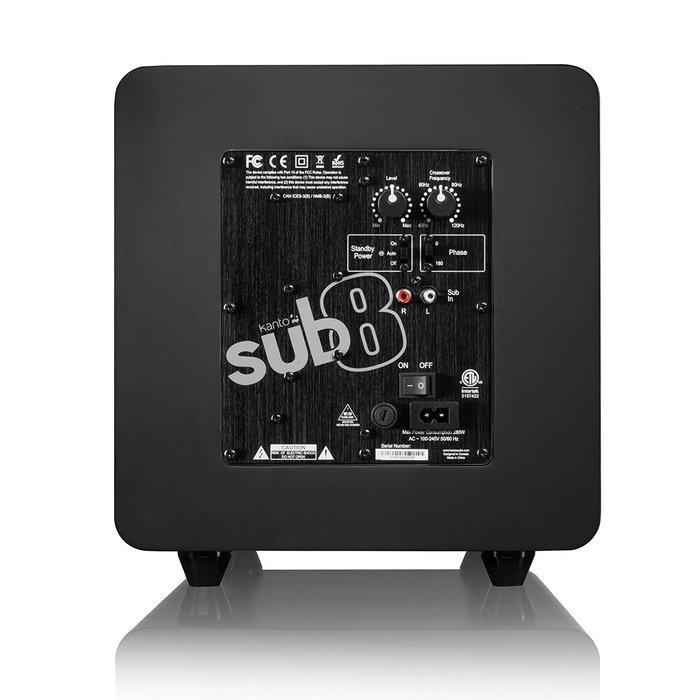 Kanto sub8 Powered Subwoofer &ndash; 8&rdquo; Paper Cone Driver &mdash; Powerful Bass Extension &ndash; Gloss Black N10
