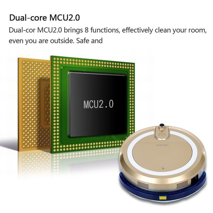 JISIWEI Vacuum Cleaning Robot i3 with Built-in HD Camera APP Remote Control for Android and iOS Smartphone (Golden) N8