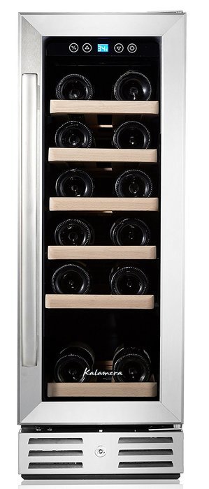 Kalamera 12'' Wine refrigerator 18 Bottle Built-in or Freestanding with Stainless Steel & Double-Layer Tempered... N4