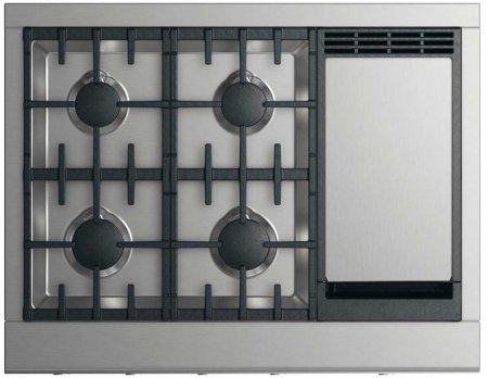 DCS CPV2364GDN 36" Gas Sealed Burner Style Cooktop with 4 Burners, Griddle, Sealed Dual Flow Burners in Stainless...