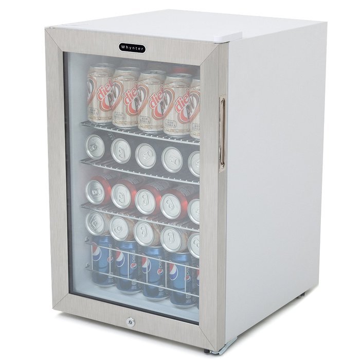 Whynter BR-091WS Beverage Refrigerator with Lock, 90 Can Capacity, Stainless Steel N8
