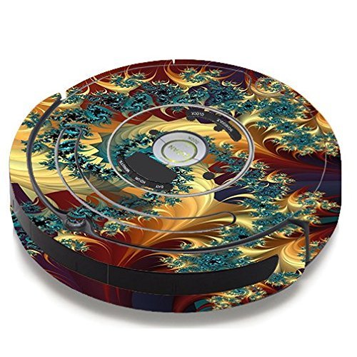 Skin Decal Vinyl Wrap For IRobot Roomba 650 655 Vacuum / Trippy Floral Swirl