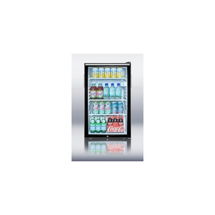 Summit SCR500BLBI7HH: Commercially listed 20" wide glass door all-refrigerator for built-in use, auto defrost... N4