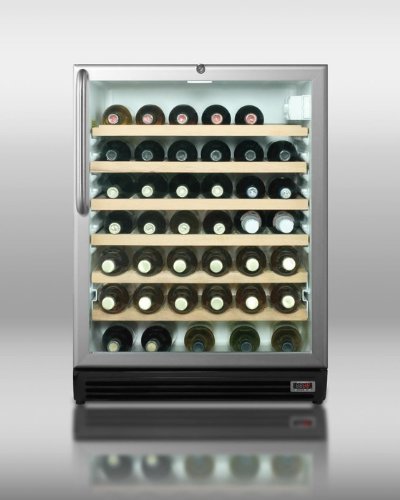 Summit SCR600BLPUBCSS: Commercially approved built-in glass door refrigerator for red wine and ale storage, with... N4