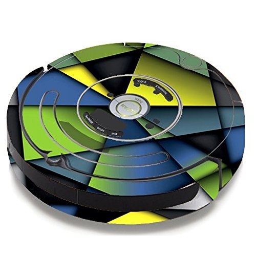Skin Decal Vinyl Wrap For IRobot Roomba 650 655 Vacuum / Green Blue Geometry Shapes
