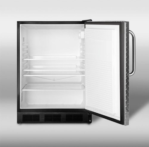 Summit FF7BDPL: Commercially approved freestanding all-refrigerator with auto defrost, black cabinet, and diamond...