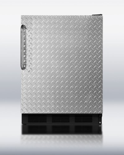 Summit FF7BDPL: Commercially approved freestanding all-refrigerator with auto defrost, black cabinet, and diamond... N2