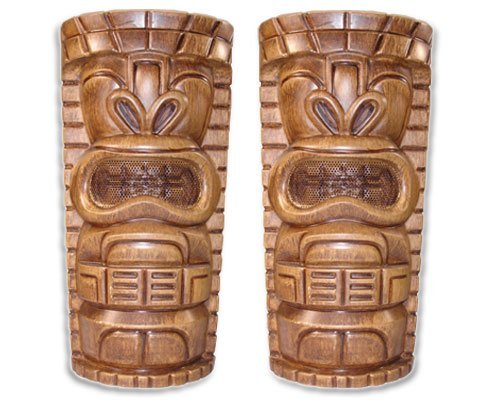 TikiToonz 320 Watt Pair 2-Way Outdoor Weather Resistant Tiki Speakers N4