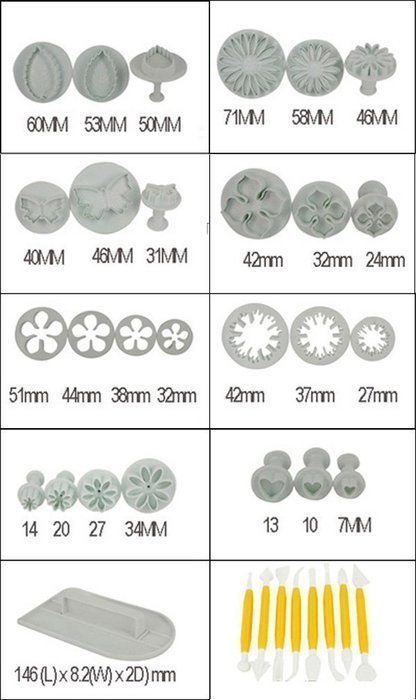 UTOKY Catalina cake tools flower fondant cake mold icing plunger cutter tool 14 set (46 pieces) N2