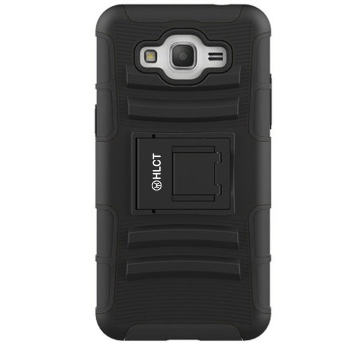 Galaxy Grand Prime Case, HLCT Rugged Shock Proof Dual-Layer PC and Soft Silicone Case With Built-In Kickstand... N17