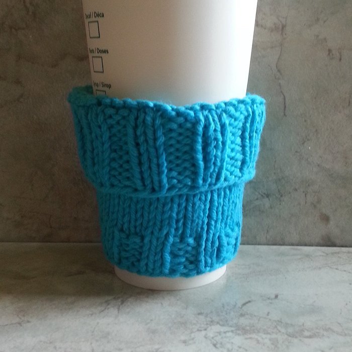 Cotton Knit Coffee Cup Sleeve Mod Blue N3