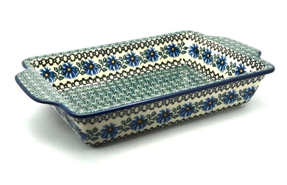 Polish Pottery Baker - Rectangular Brownie Pan - Blue Chicory