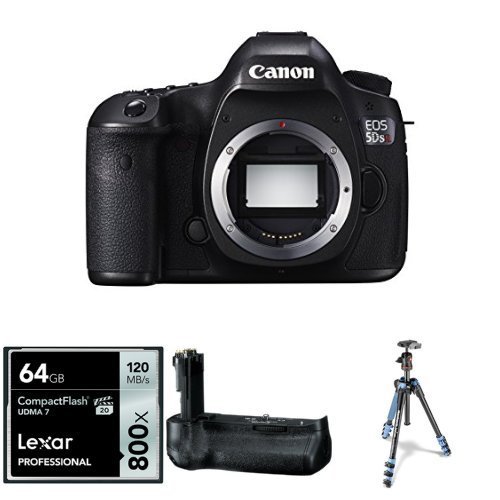 Canon EOS 5DS R Digital SLR ft. Low-Pass Filter Effect Cancellation with 64GB Memory Card, Extra Battery and Manfrotto...