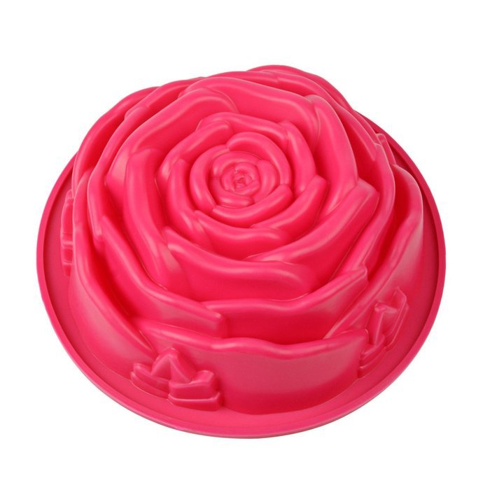 Ckeyin 9 Inch Rose Shaped Cake Pan Silicone Mold Cake Bakeware Baking Tool N7