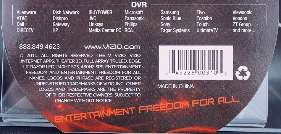VIZIO XRU9M Universal Home Theater Remote (Black) (Discontinued by Manufacturer) N8