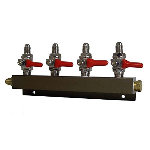 4 Way CO2 Distributor, 1/4" MFL with Shutoff-2PK
