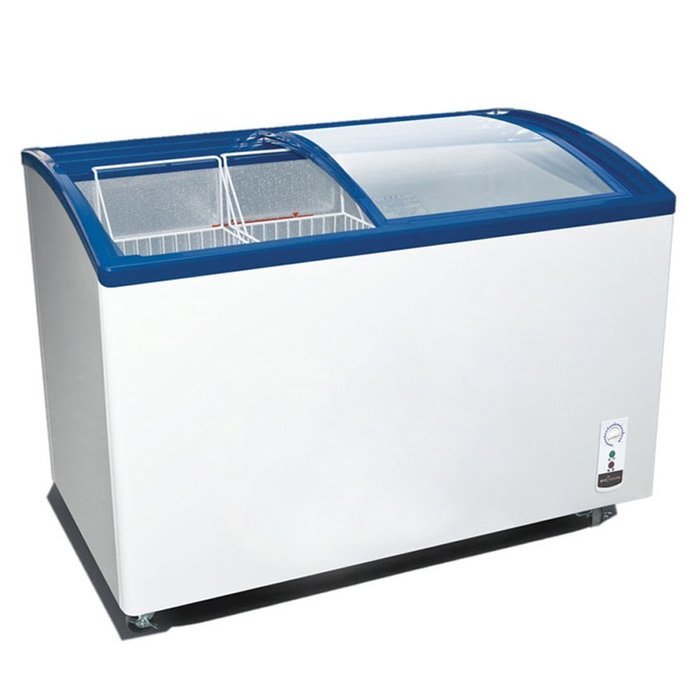 251L Curved Glass Door Display Showcase Ice Cream Merchandise Freezing Cabinet Chest Deep Freezer Supermarket... N3